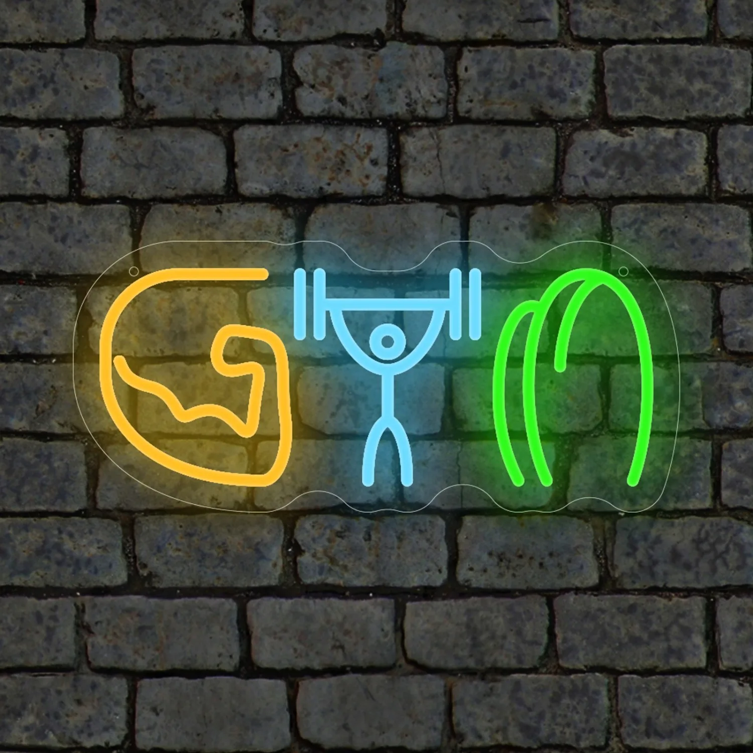 Home Gym Neon Sign - لافتة نيون للجيم، تصميم عضلات الذراع