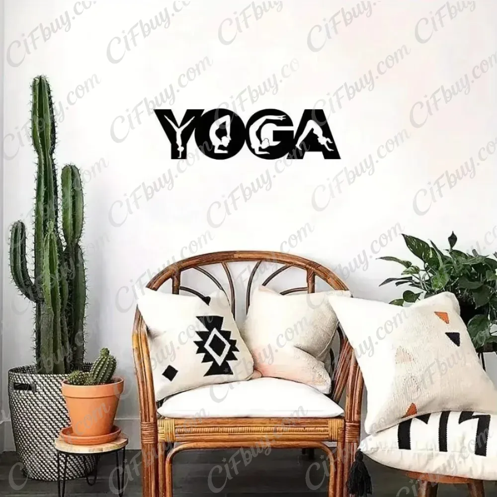 Home Gym Yoga - لوحة فنية معدنية لصوريات اليوغا من